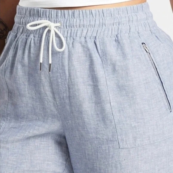 ❤️ ATHLETA CABO LINEN HIGH RISE JOGGER PANTS, CHAMBRAY BLUE, 0 (25) - Picture 2 of 12